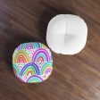 White Rainbow Tufted Floor Pillow, Round Hot on Sale