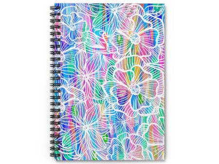 White Floral Spiral Notebook - Ruled Line Cheap