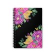 Black Floral Spiral Notebook - Ruled Line Online now