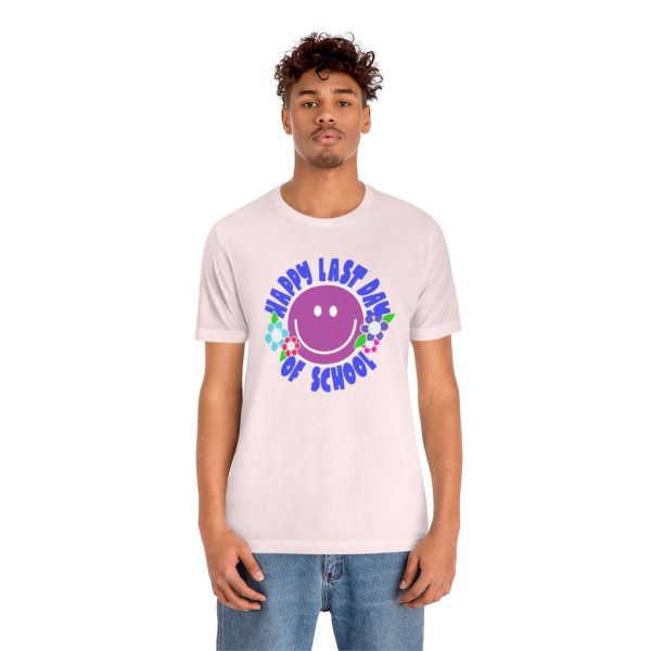 Happy Last Day of School Purple Smilie! Unisex Jersey Short Sleeve Tee Online Hot Sale