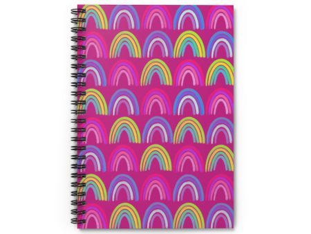 Pink Neon Rainbow Spiral Notebook - Ruled Line Discount