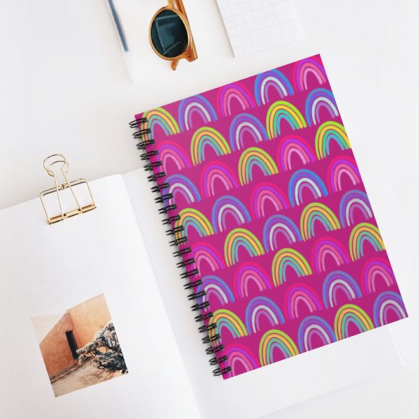 Pink Neon Rainbow Spiral Notebook - Ruled Line Discount