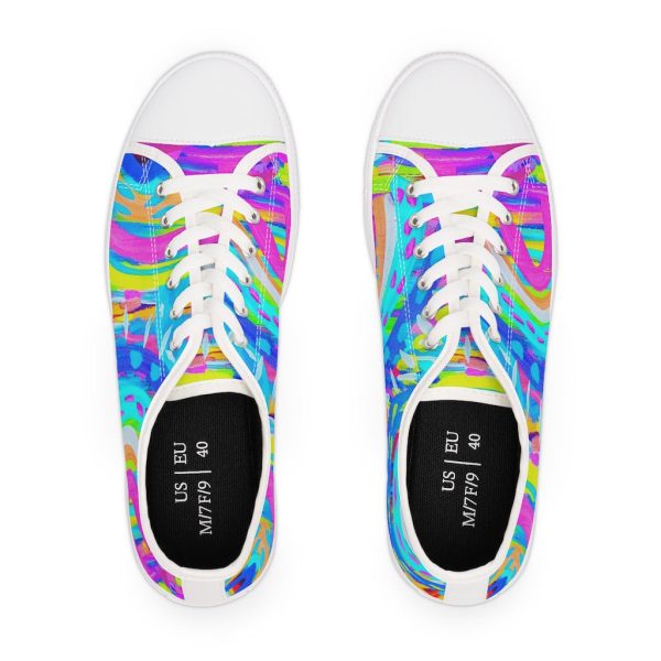 Blue Painted Rainbow Women s Low Top Sneakers on Sale