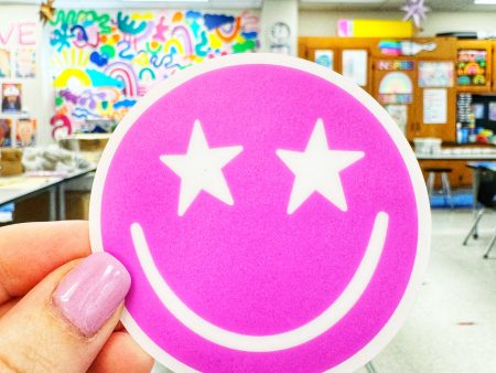 Purple Star Smile Sticker Fashion