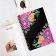 Black Floral Spiral Notebook - Ruled Line Online now