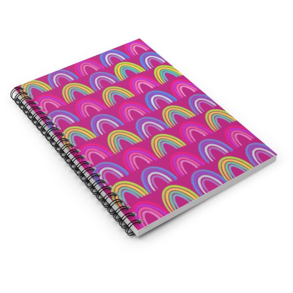 Pink Neon Rainbow Spiral Notebook - Ruled Line Discount