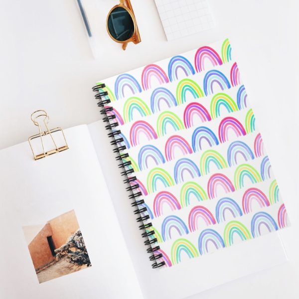 White Rainbow Spiral Notebook - Ruled Line Online Hot Sale