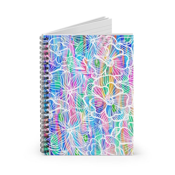 White Floral Spiral Notebook - Ruled Line Cheap