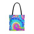 Blue Painted Rainbow AOP Tote Bag Online Sale