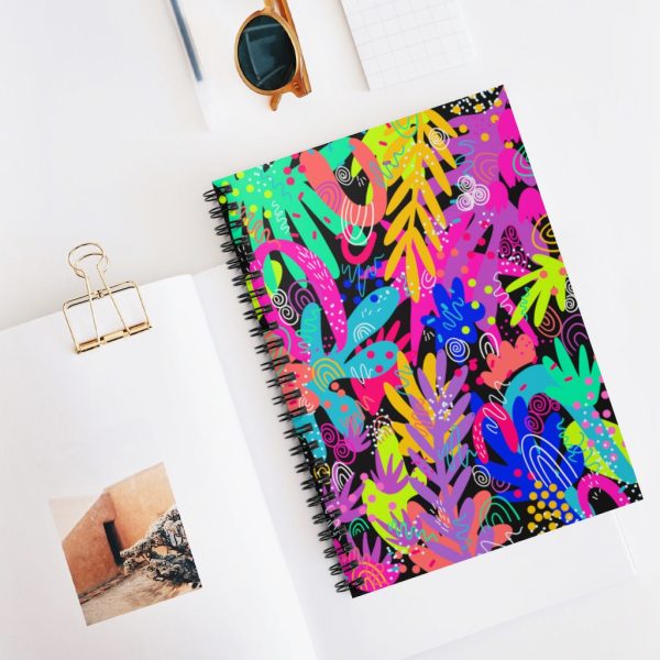 Black Abstract Spiral Notebook - Ruled Line on Sale