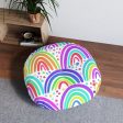 White Rainbow Tufted Floor Pillow, Round Hot on Sale