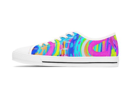 Blue Painted Rainbow Women s Low Top Sneakers on Sale